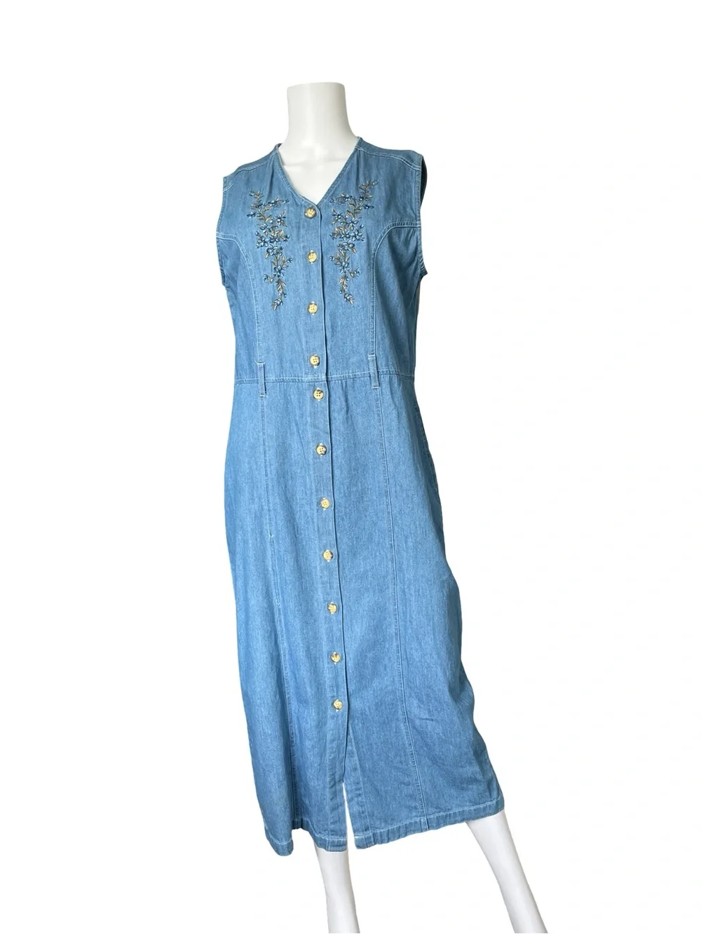 Vitnage 90s Capacity Midi Dress Button Front Sleeveless Cottagecore Size Medium